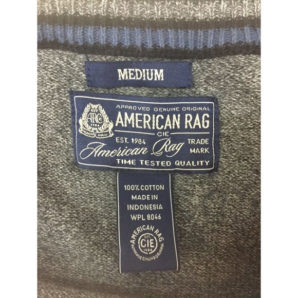 Men's Gray Striped American Rag Crewneck Sweater Size M Medium - Picture 7 of 10
